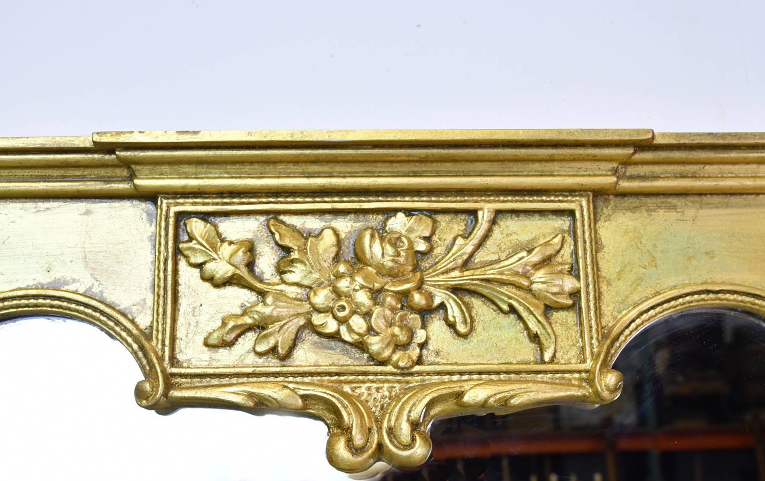American Early 20th Century Large Gilded Mantle Mirror
