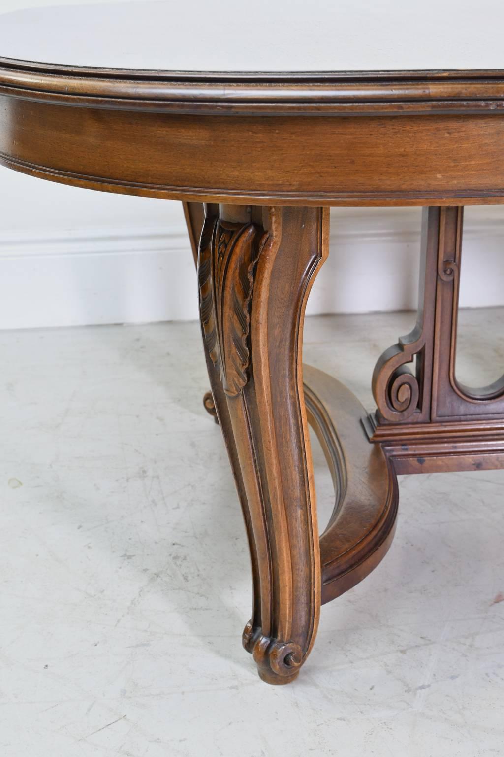 Carved 19th Century, French Belle Époque Coffee Table in Walnut For Sale