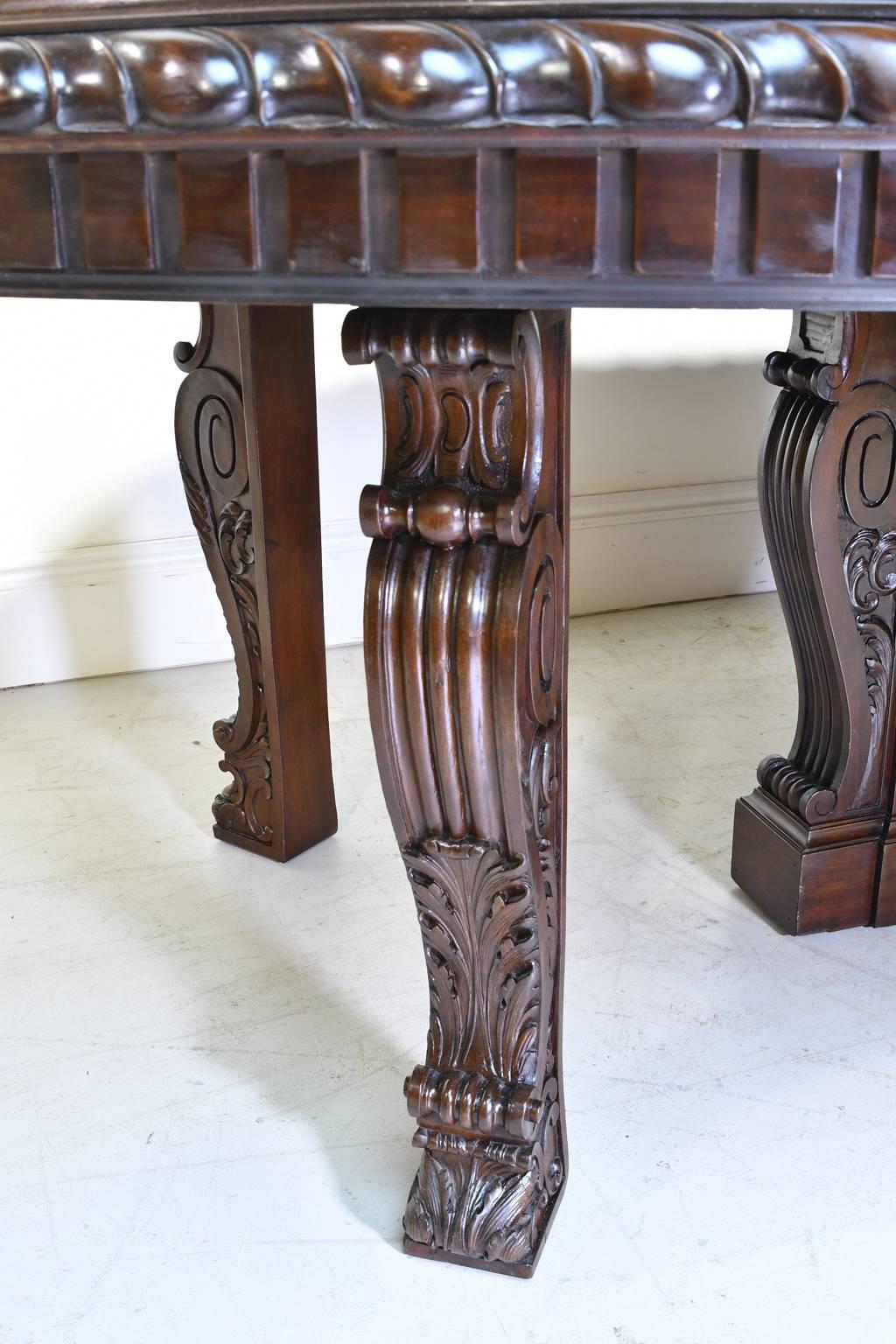 American New York Gilded Age 12'-20' Long Extension Dining Table in West Indies Mahogany