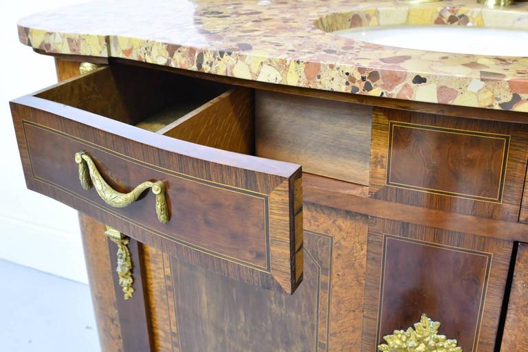 Pair of Antique French EmpireStyle Bathroom Vanities with Ormolu and