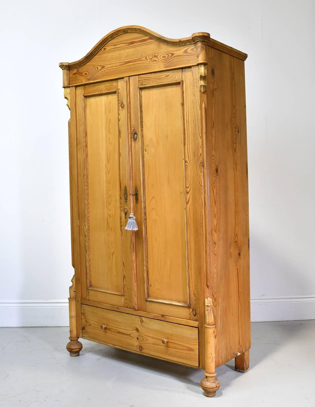 Dutch 19th Century Louis Philippe Pine Armoire Outfitted with Drawers