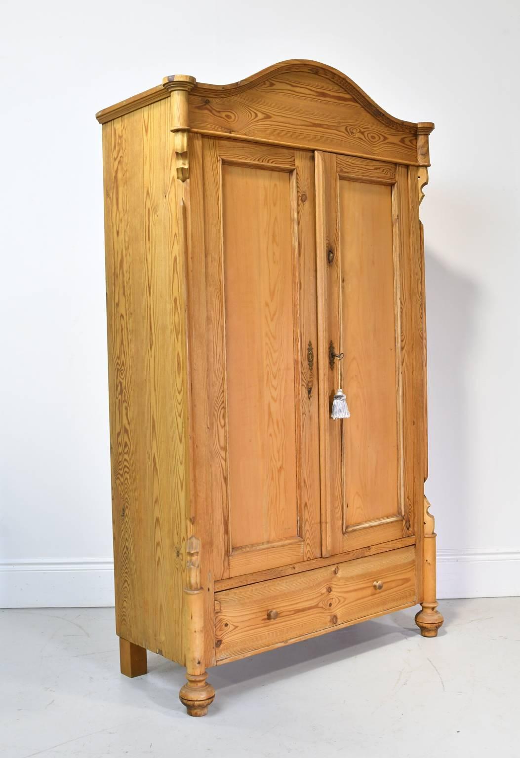 19th Century Louis Philippe Pine Armoire Outfitted with Drawers In Good Condition In Miami, FL