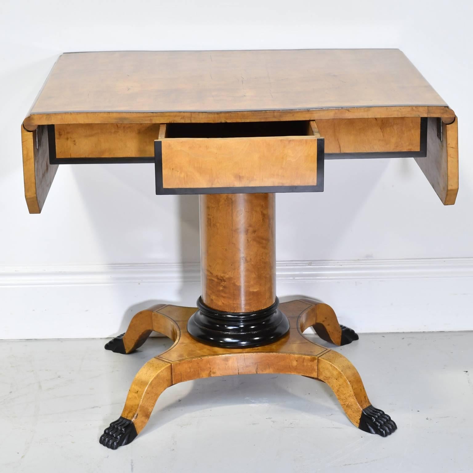 Ebonized Swedish Karl Johan Biedermeier Writing or Sofa Table in Birch, ca. 1820