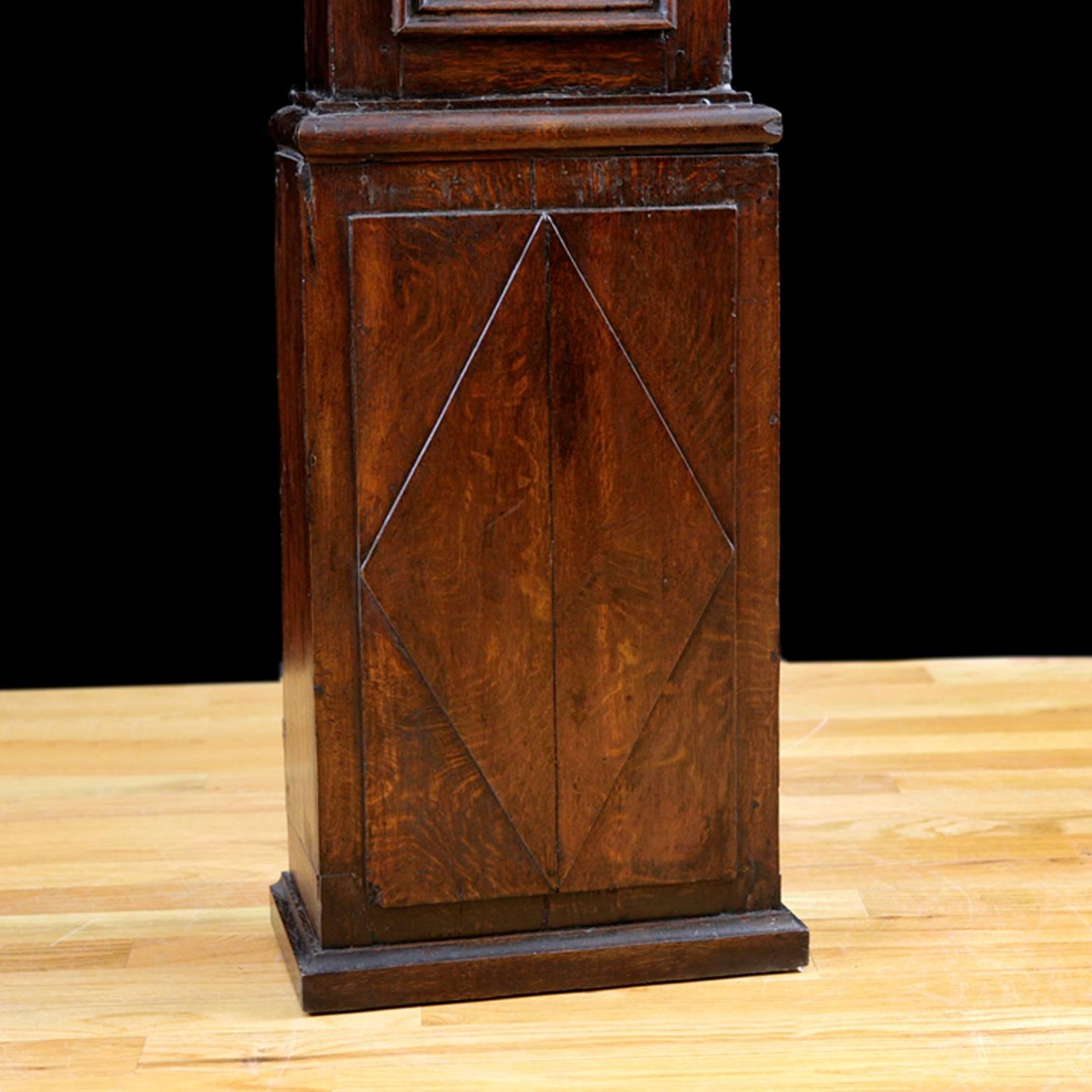 Belgian Early 17th Century Flemish Tall-Case Clock with Oak Case and Pewter Dial