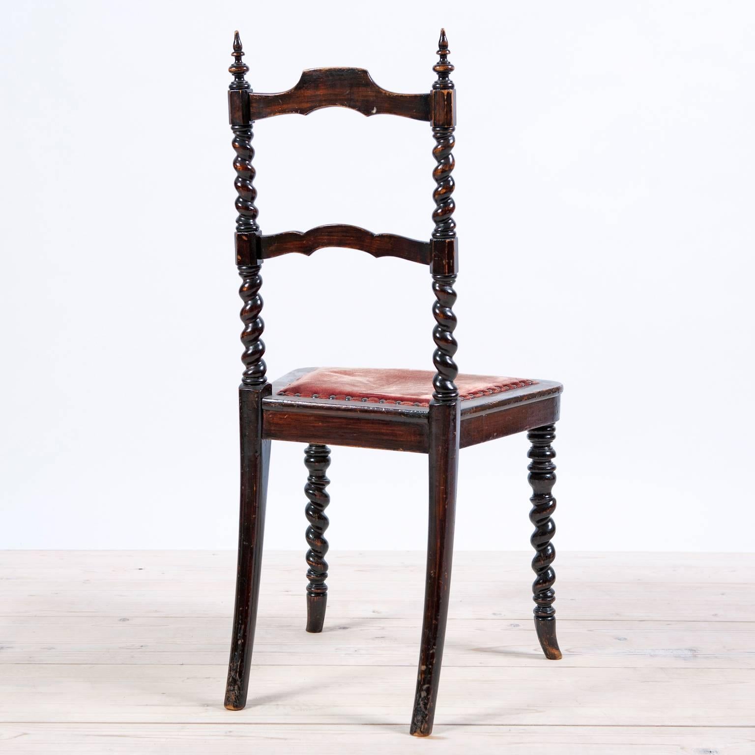 Mid-19th Century 19th Century Set of 15 Neo-Gothic Dining Chairs in Ebonized Wood with Upholstery