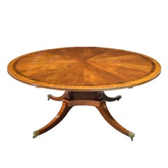 Custom 72" Round English Regency-Style Extension Dining Table with 2 Leaves