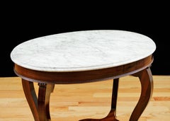 Meeks & Sons Oval Center Table in Rosewood w/ White Marble, New York, circa 1850