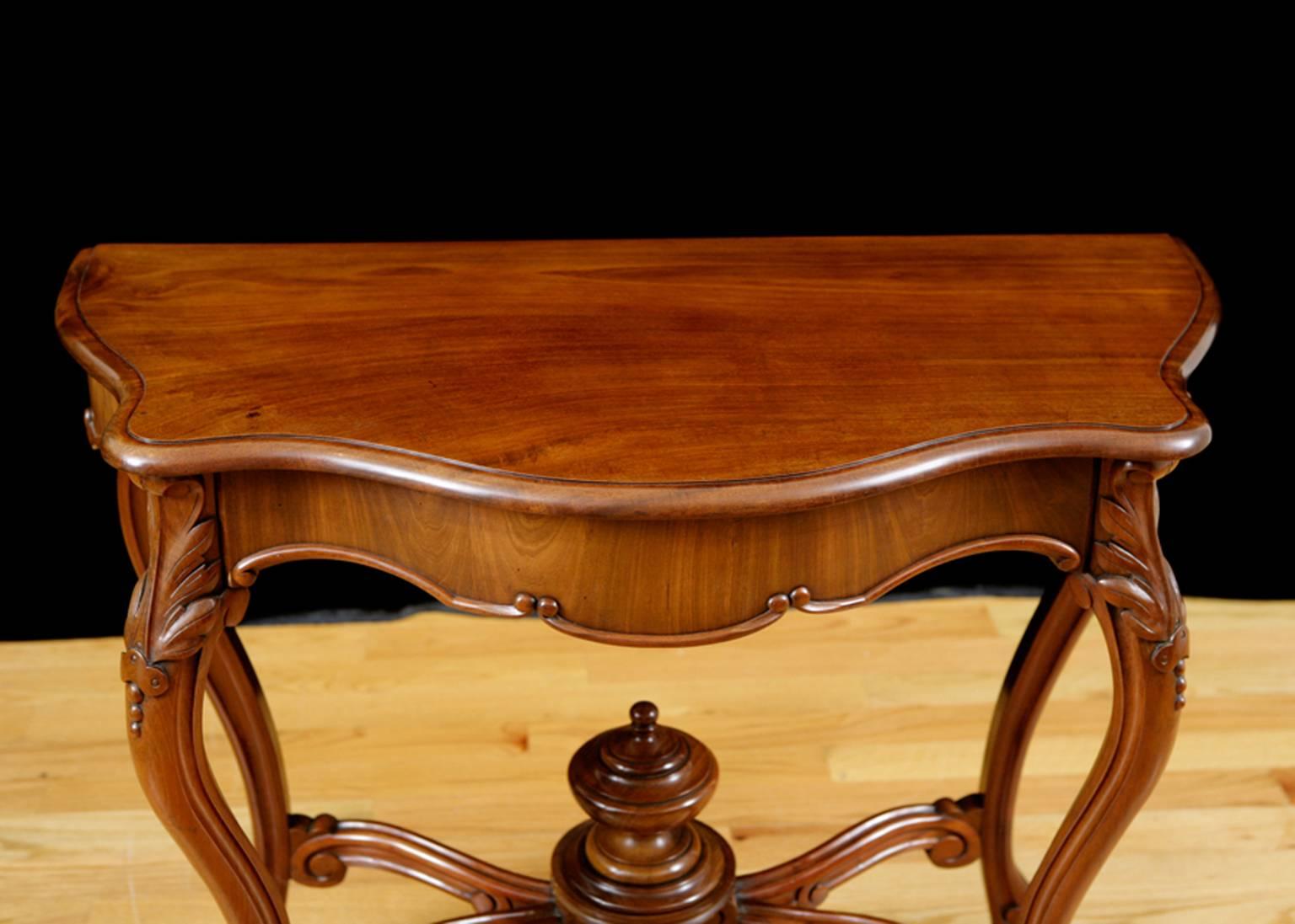 19th Century French Louis Philippe Console in Mahogany with Zinc-Lined Cellarette, circa 1830