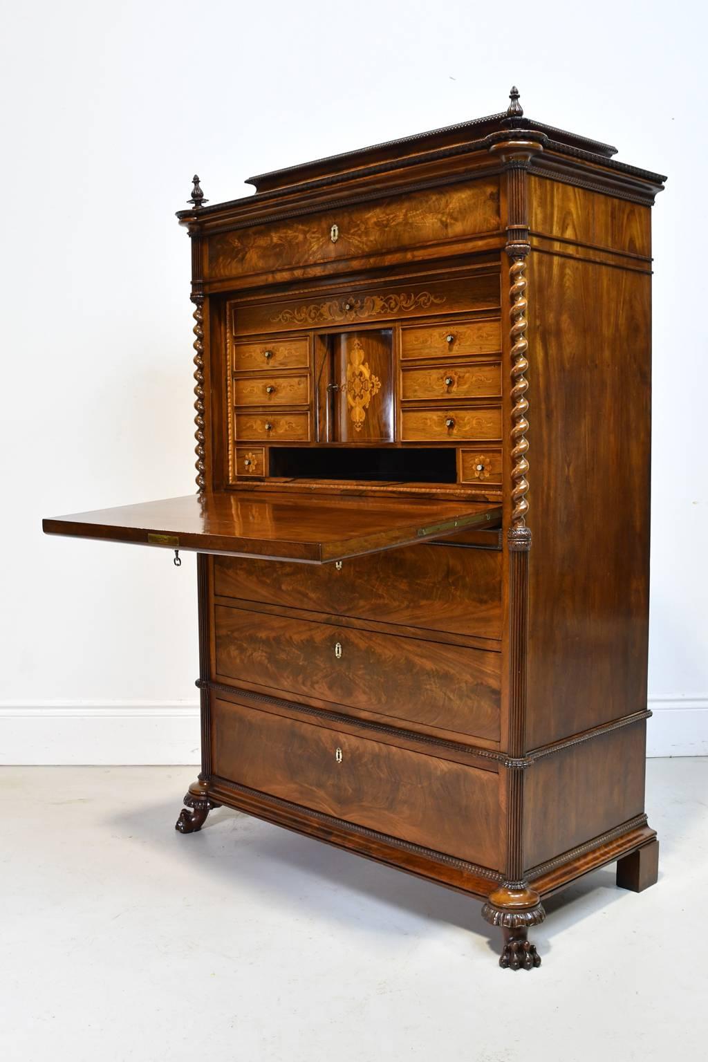 Early 19th Century Danish Empire Fall-Front Secretary in Cuban Mahogany, c. 1825 In Good Condition In Miami, FL