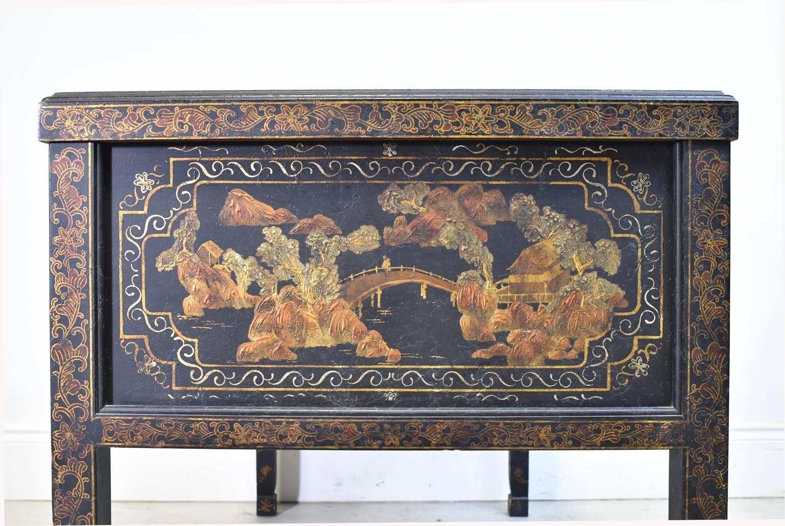 20th Century Queen Anne Revival English Chinoiserie Desk by John Widdicomb 1