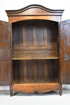 18th Century Country French Armoire in Walnut with Arched Bonnet