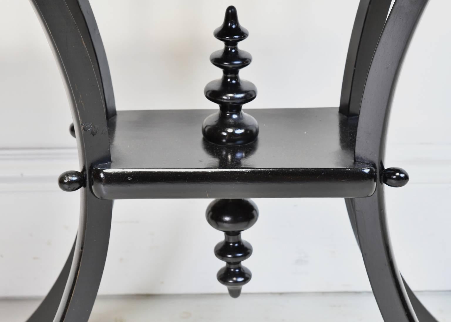 Scandinavian Early 20th Century Ebonized Dumbwaiter, Jardiniere or Stand with Turned Gallery