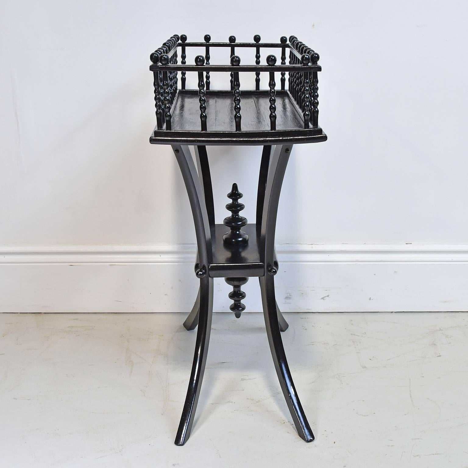 Early 20th Century Ebonized Dumbwaiter, Jardiniere or Stand with Turned Gallery 1