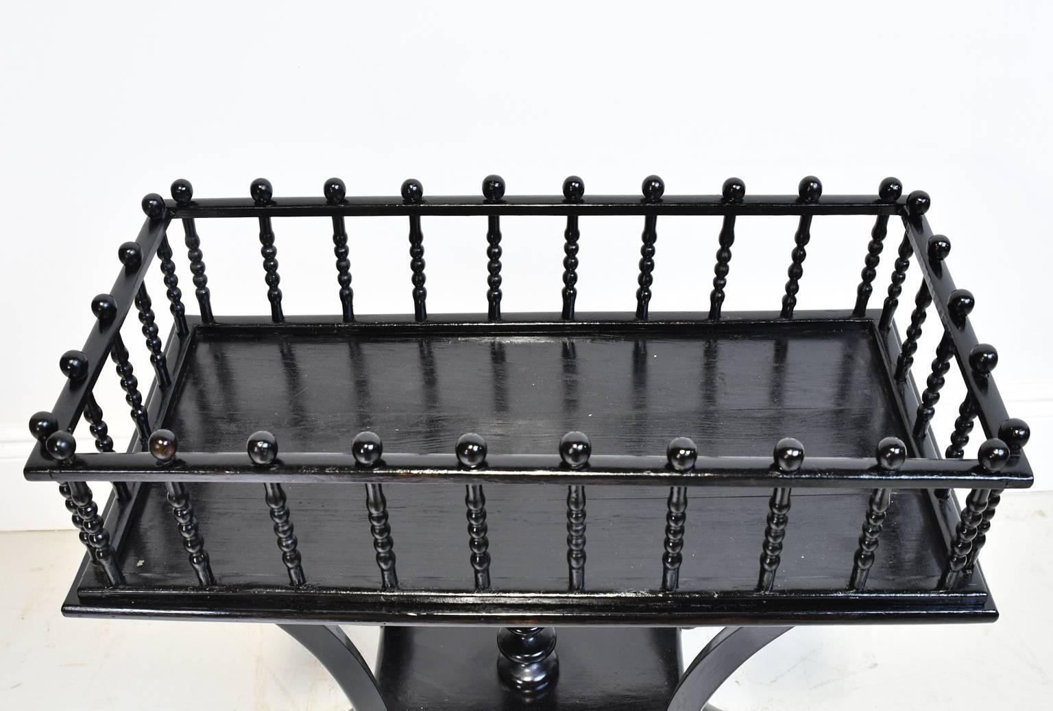 Early 20th Century Ebonized Dumbwaiter, Jardiniere or Stand with Turned Gallery 2