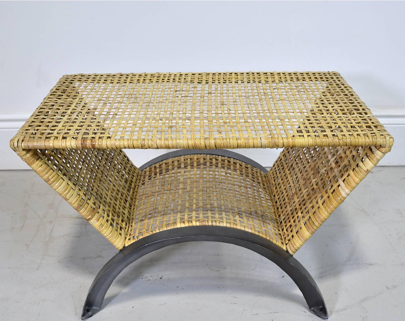 Vietnamese Pair of 20th Century Woven Rattan End Tables or Stools