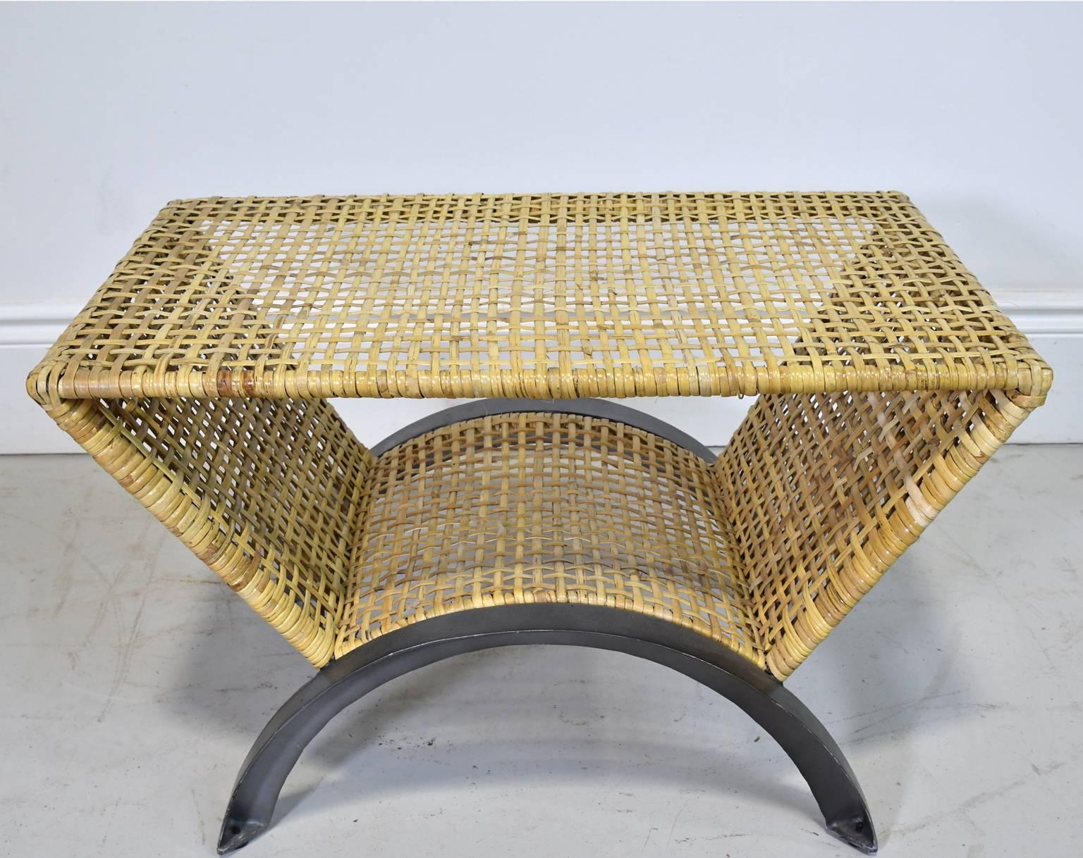 Vietnamese Pair of 20th Century Woven Rattan End Tables or Stools For Sale