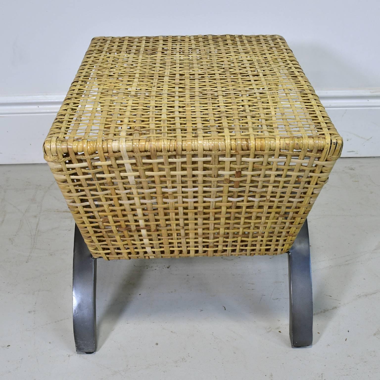 Pair of 20th Century Woven Rattan End Tables or Stools In Good Condition For Sale In Miami, FL