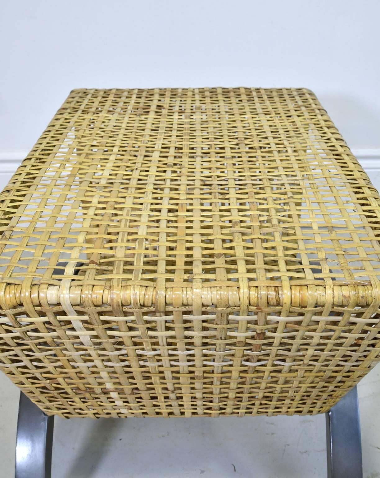 Pair of 20th Century Woven Rattan End Tables or Stools For Sale 1