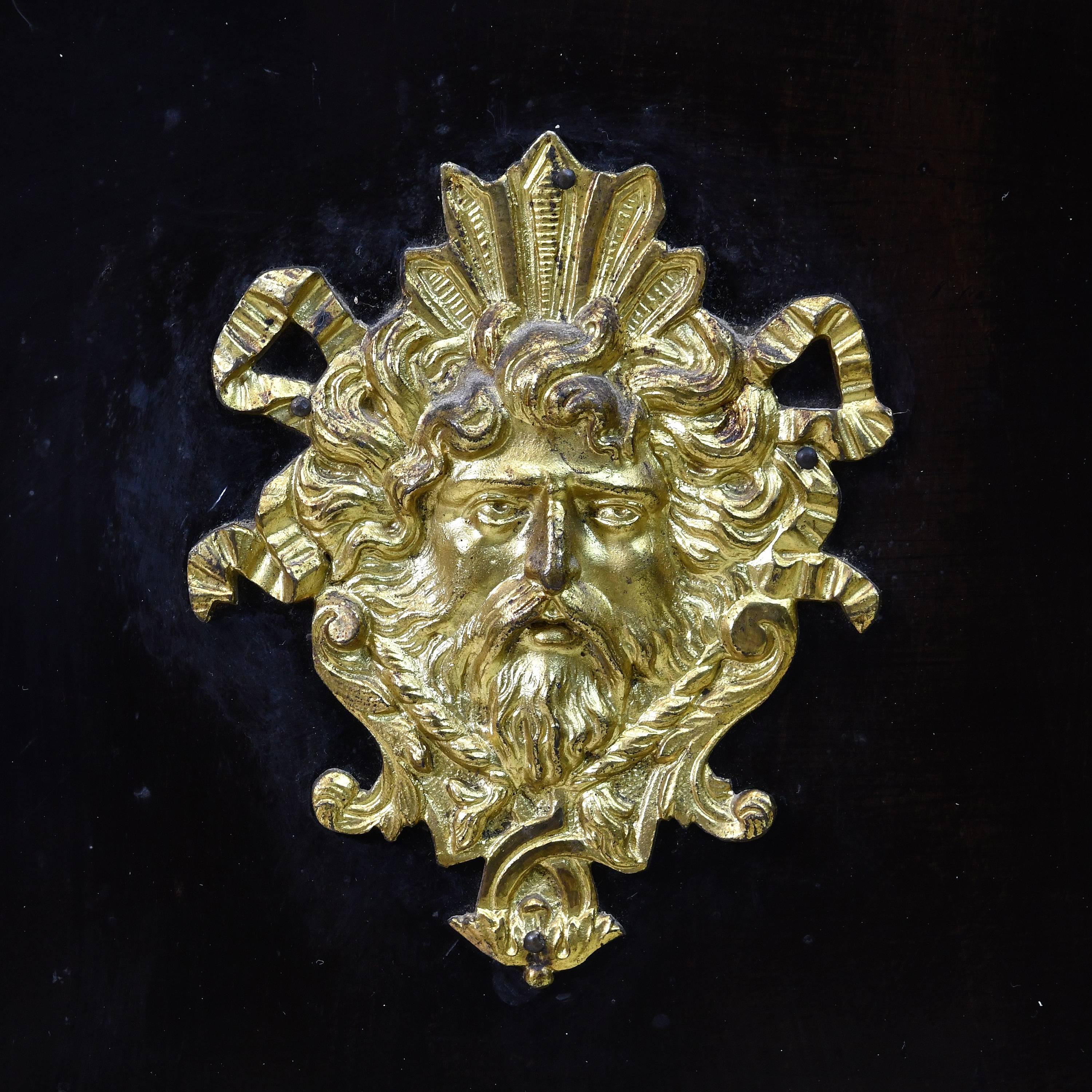 French 19th C. Napoleon III Ebonized Boulle Cabinet w/ Tortoise & Brass Inlays 3