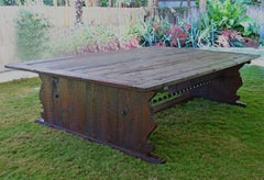 Bonnin Ashley Custom Made Rugged and Weathered Trestle Base Table Seats 16