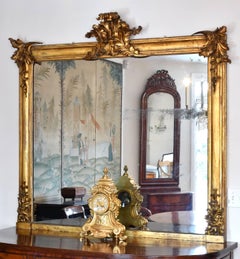 19th Century Large French Giltwood Mantel Mirror
