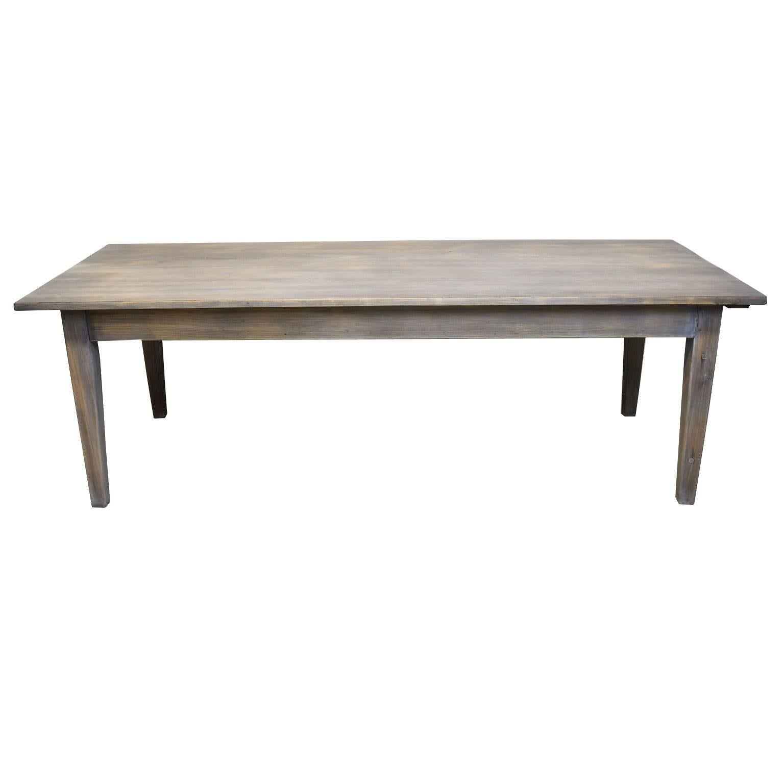 Oiled Farmhouse Dining or Kitchen Table in Re-Purposed Oak with Fumed-Taupe Finish