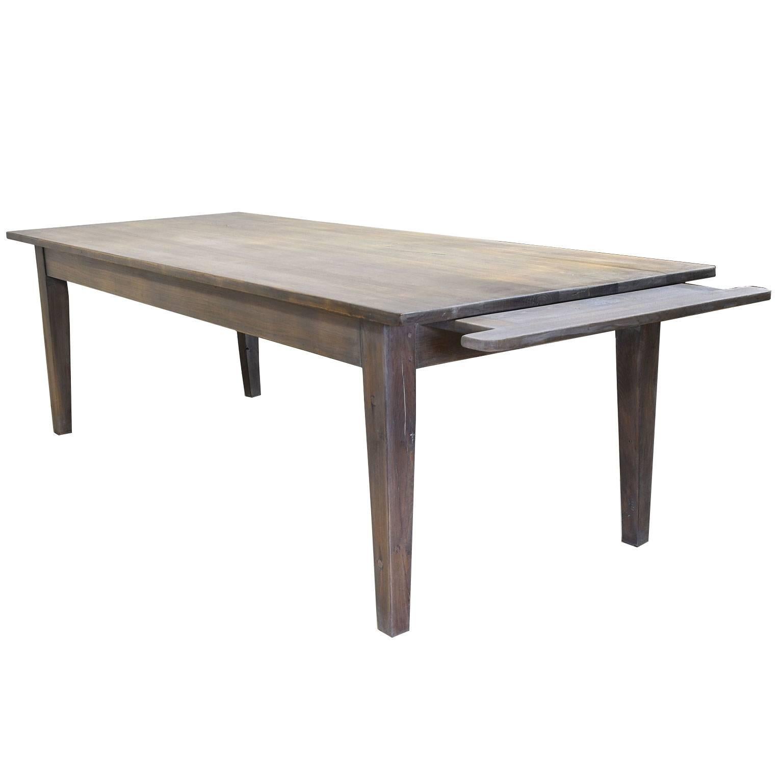 Late 20th Century Farmhouse Dining or Kitchen Table in Re-Purposed Oak with Fumed-Taupe Finish