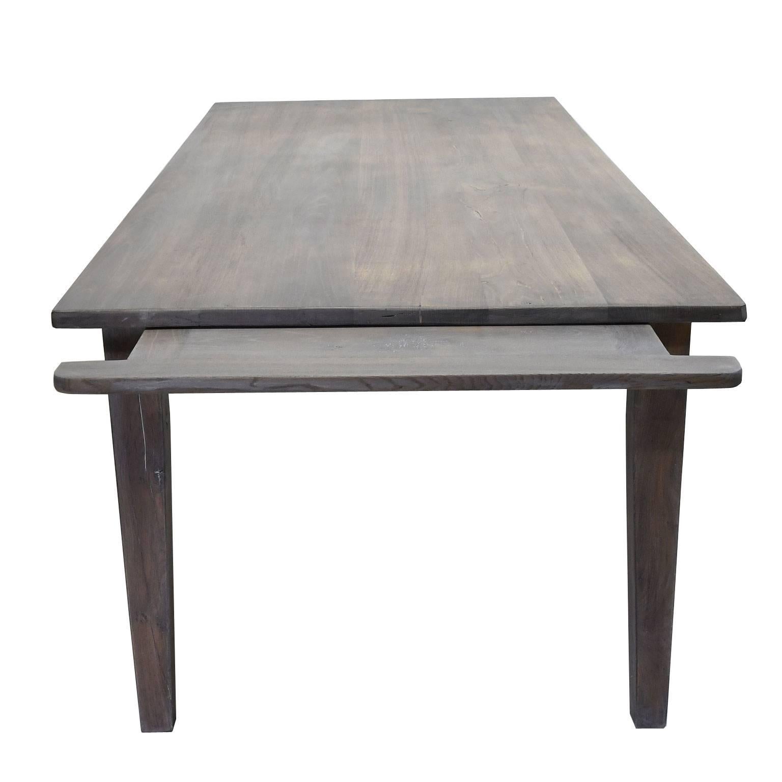 Reclaimed Wood Farmhouse Dining or Kitchen Table in Re-Purposed Oak with Fumed-Taupe Finish