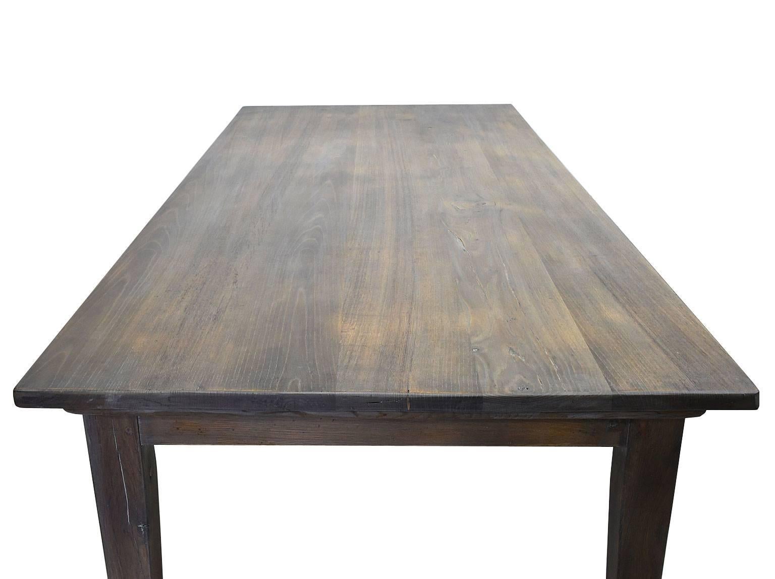 American Farmhouse Dining or Kitchen Table in Re-Purposed Oak with Fumed-Taupe Finish