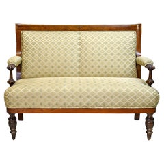 19th Century Danish Canapé Sofa Settee Loveseat in Walnut with Upholstery