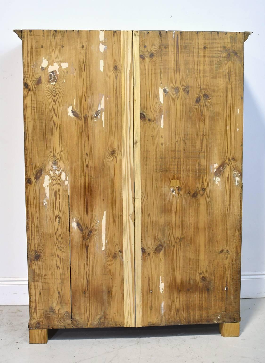 19th Century Two-Door European Armoire in Pine with Two Drawers and Shelves 1