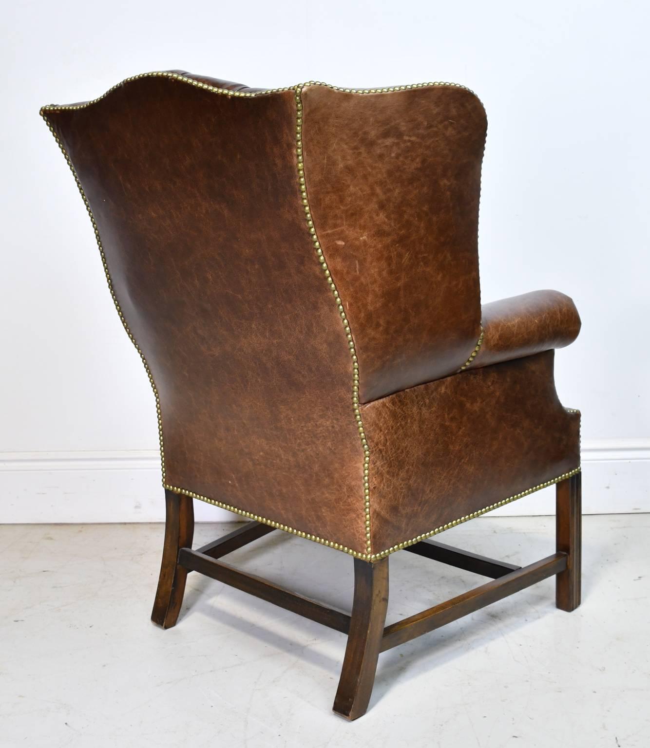 leather tufted wingback chair