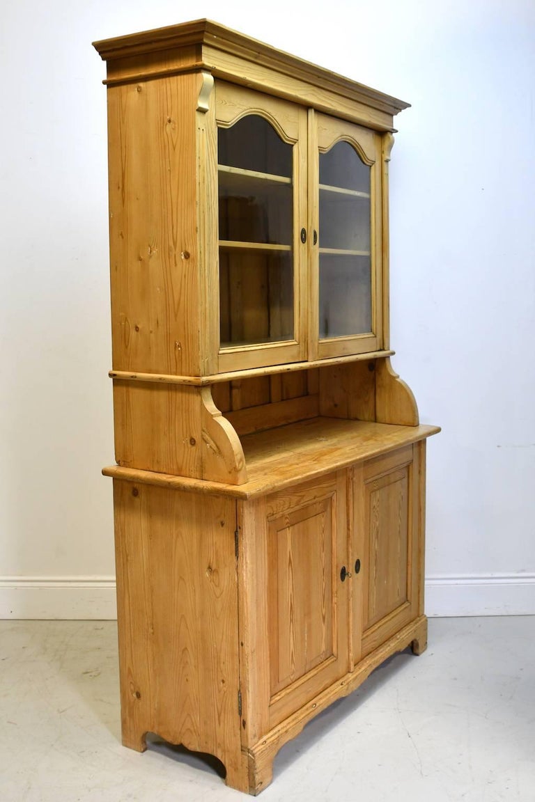 North German Pine Hutch with a Flight of Interior Drawers and Original
