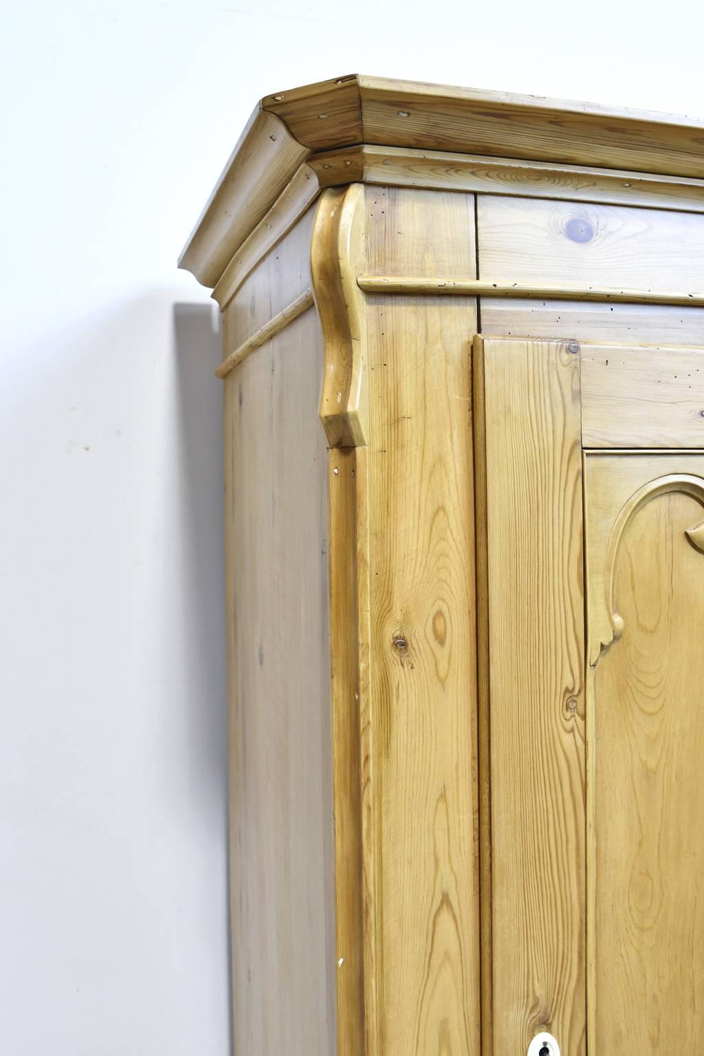 Mid-19th Century Pine Armoire w/ Single Door & Two Drawers, Denmark, c. 1835