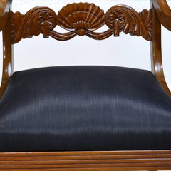 19th Century Biedermeier Armchair with Black Horsehair-Upholstered Seat