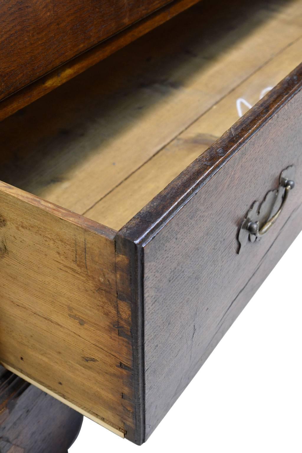 18th Century English George III Chest on Chest in Oak with Pull Out Secretary 3