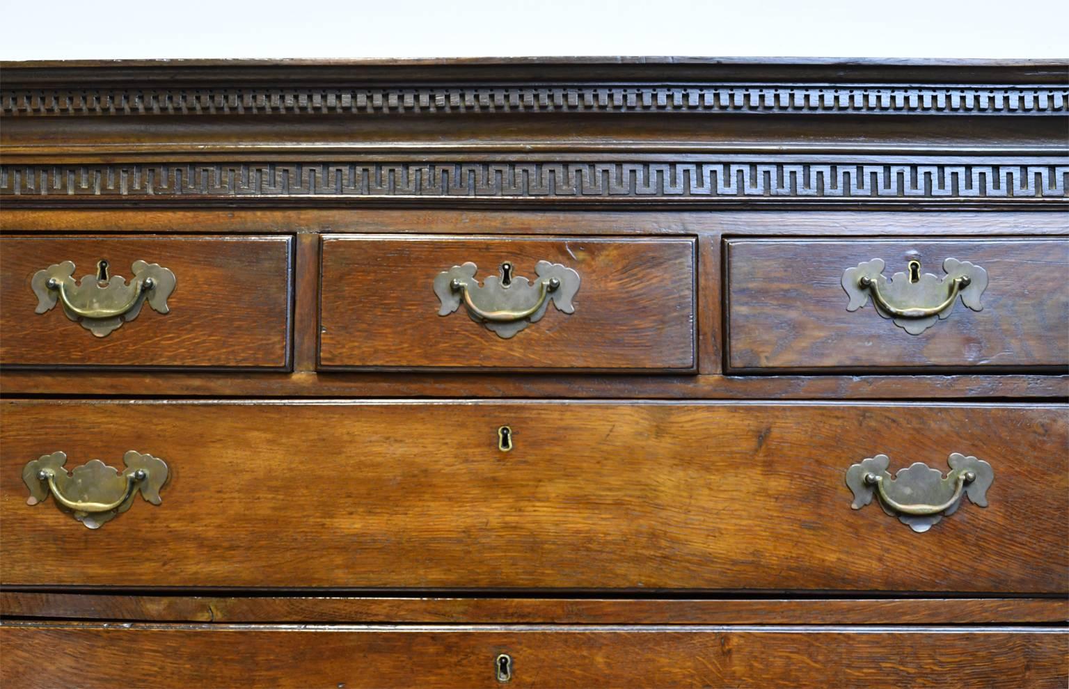 18th Century English George III Chest on Chest in Oak with Pull Out Secretary 4