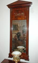 Tall Danish Empire Mirror in Mahogany with Pediment Top, circa 1825