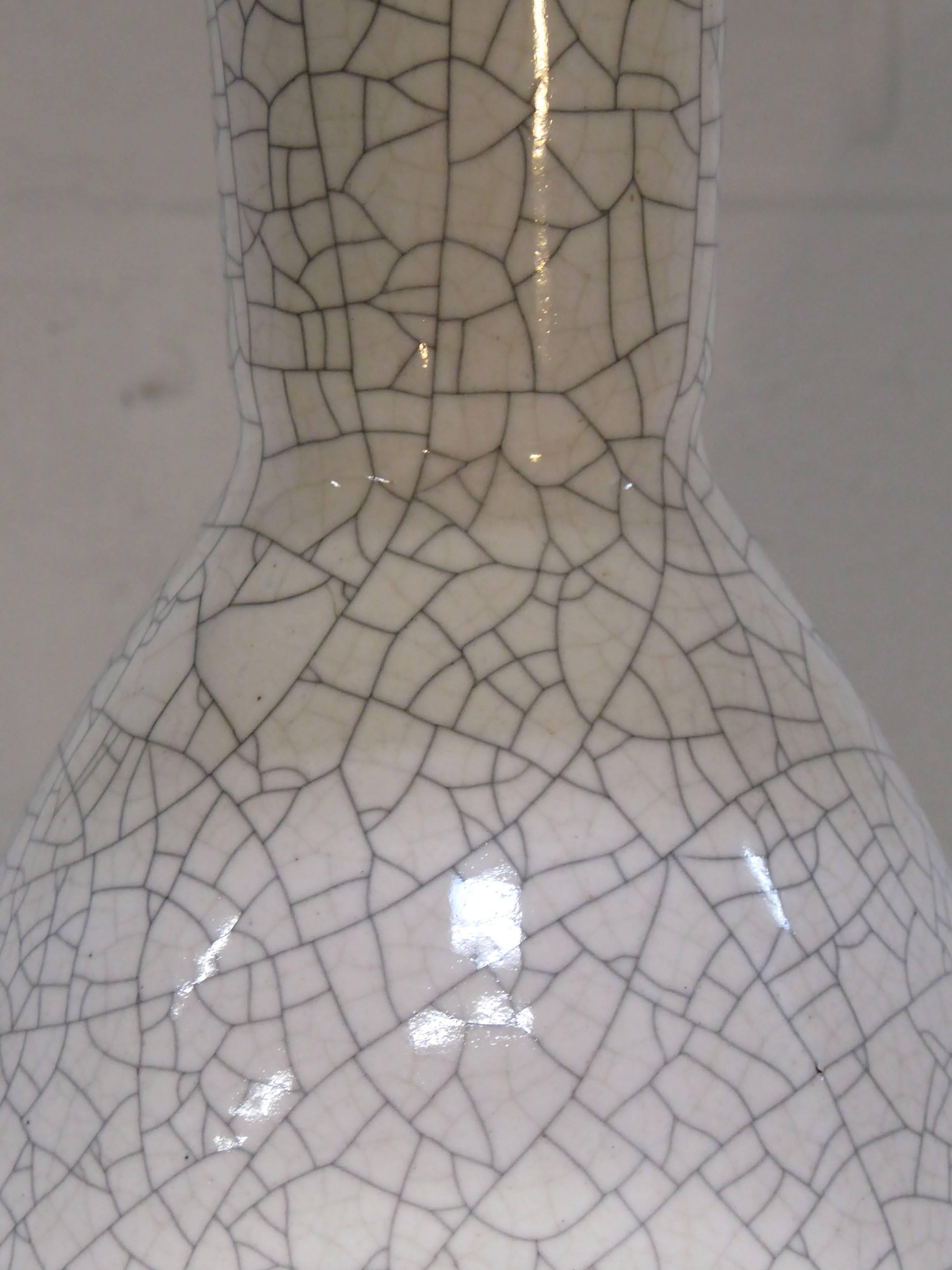 Ebonized Exceptional Paul Laszlo Crackle Glazed Lamp For Sale