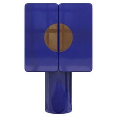 Regis Bar Cabinet Ultramarine Blue & Gold mirror