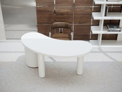 Medea, Asymmetrical Writing Desk, Pure White, Glossy Finish, Italian Design