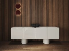Venus A4, Sideboard, Lacquered in Pure White, Glossy Finish, Made in Italy
