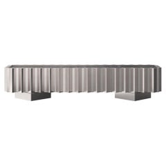 Forum, Low Storage Unit, Marble Top, Antique Silver Finish