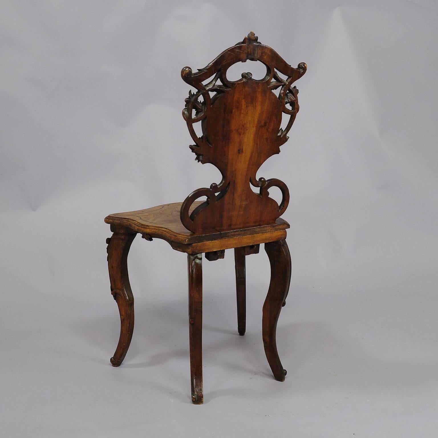 A beautifully carved and inlaid chair from Brienz, Switzerland.