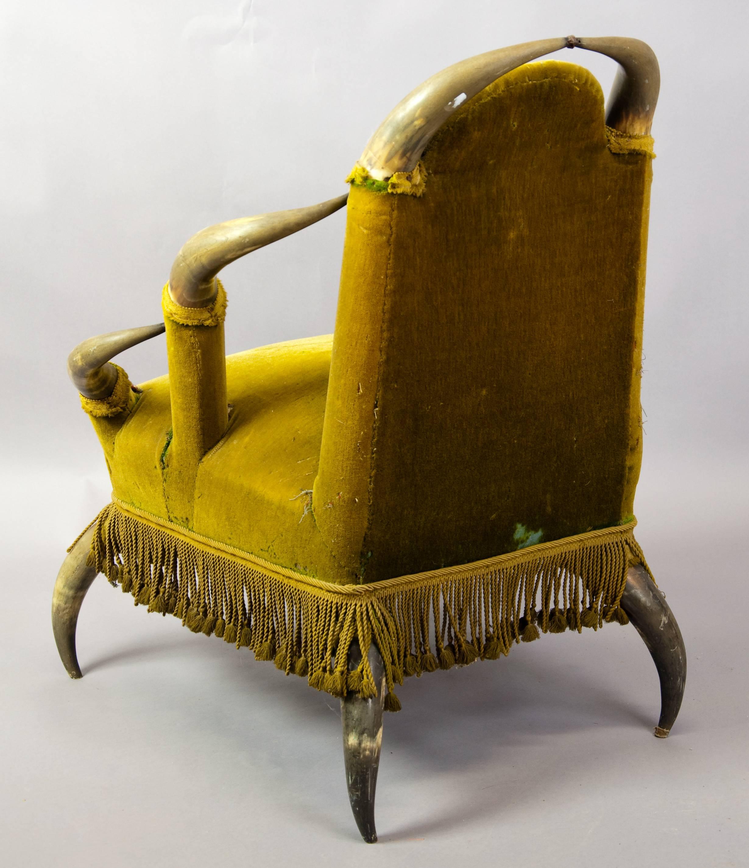 Rustic Antique Bull Horn Chair, Austria, 1870