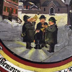 Folksy Hand-Painted Shooting Target with Village Live Scene