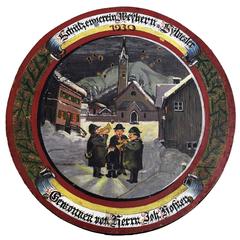 Folksy Hand-Painted Shooting Target with Village Live Scene