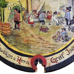 Folksy Hand-Painted Shooting Target with Village Live Scene