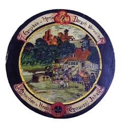 Folksy Hand-Painted Shooting Target with Village Live Scene