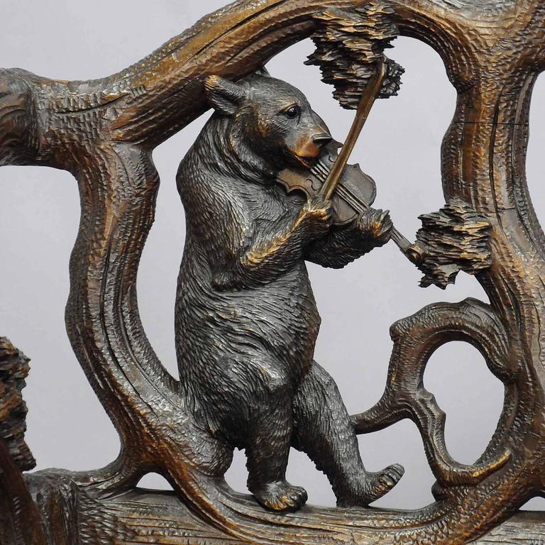 Antique Carved Wood Bear Bench Swiss Brienz Circa 1900 At 1stdibs